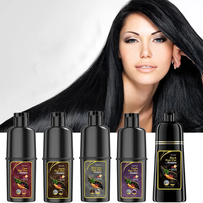 New Hair Dye Shampoo 3 in1 Darkening Hair Shampoo Cover Grey Hair Morocco Argan Oil Essence Natural Colorng Cover Purple Shampoo