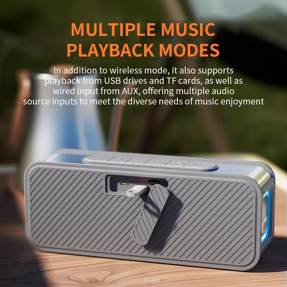 Poderoso alto-falante Bluetooth 80W IPX6 à prova d'água 5200mAh Bateria portátil interno externo alto-falantes sem fio de graves profundos com RGB