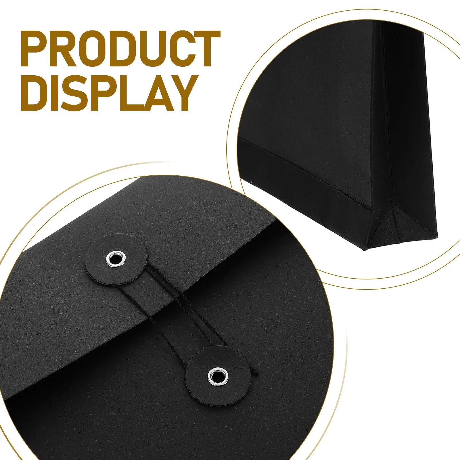 5pcs A4 Black Card Document Envelopes Sturdy Paper Large Capacity Office Use File Storage Business Travel