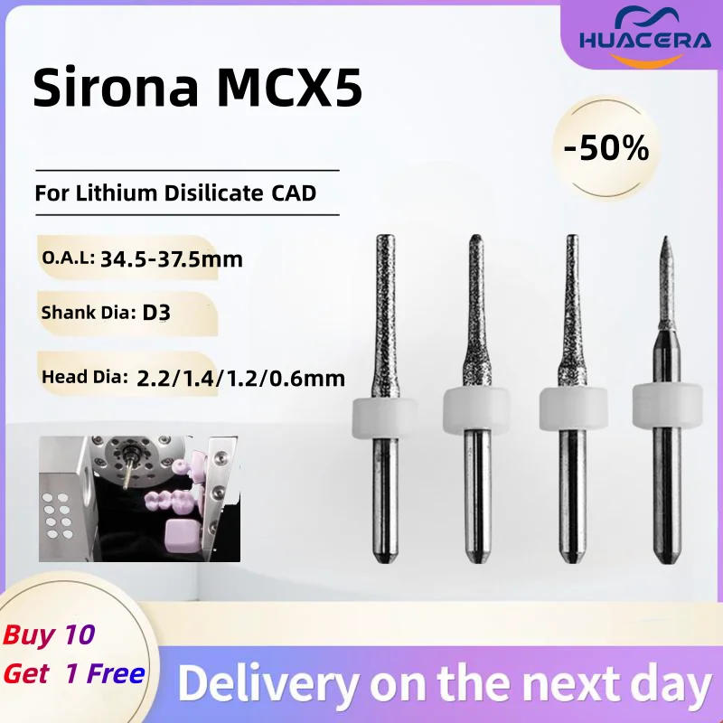 

Sirona MCX5 Dental Milling Burs Grinding Lithium Disilicate/Metal D3 Shank 0.6/1.0/1.4/2.2mm Dental Grinding Tool