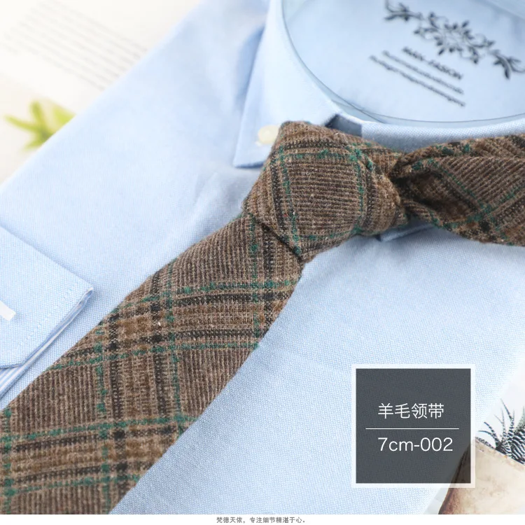 Korean version wool men's business tie, formal attire, professional 7cm, fashionable and trendy stripes, factory stock