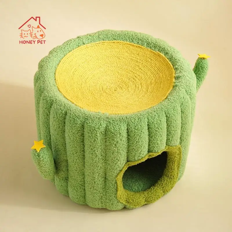 Cactus Shaped Sisal Hemp Material Cat Nest Pet Products Cute Claw Plate Durable and Durable Simple and Rural Style Pet Bed