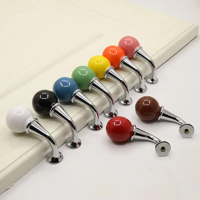 Colorful ice cream cabinet door handle ceramic cabinet shoe wardrobe door handle cream single hole creative drawer handles