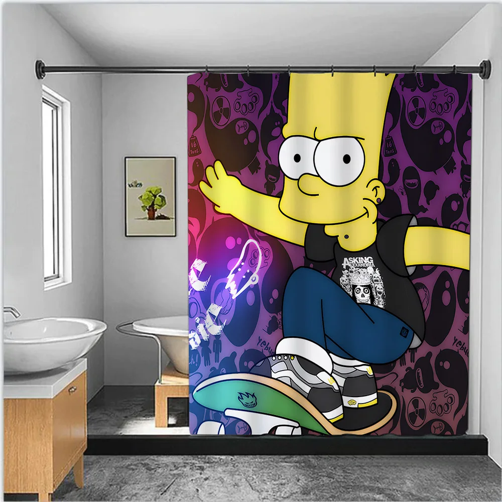 Cartoon Homer S-simpson Famil Shower Curtain Waterproof Polyester Fabric Paint Colorful Bath Curtains Bathroom Curtain With Hook