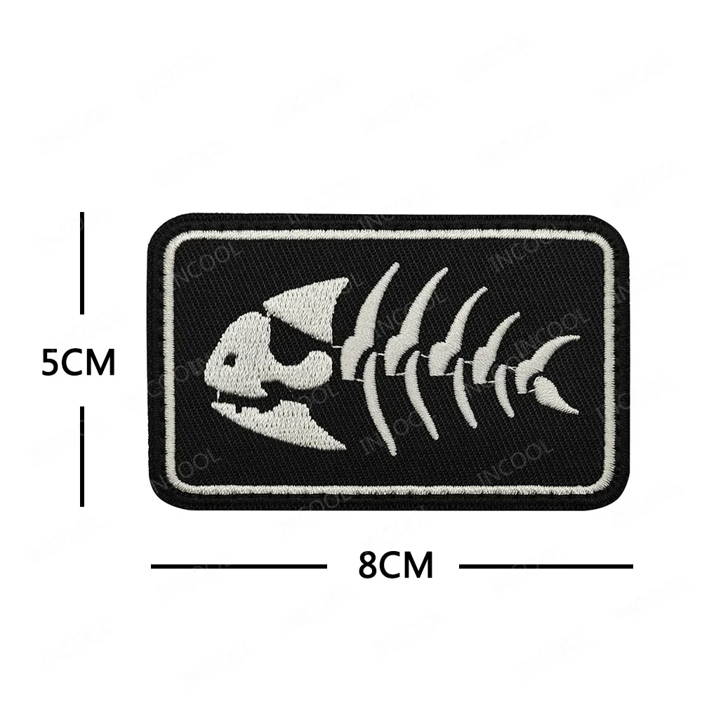 Jesus Fish Symbol Embroidered Patches Round Fishing Line Skeleton Bone Fish Chevron Appliques Shouler Faith Bless Patch For Cap