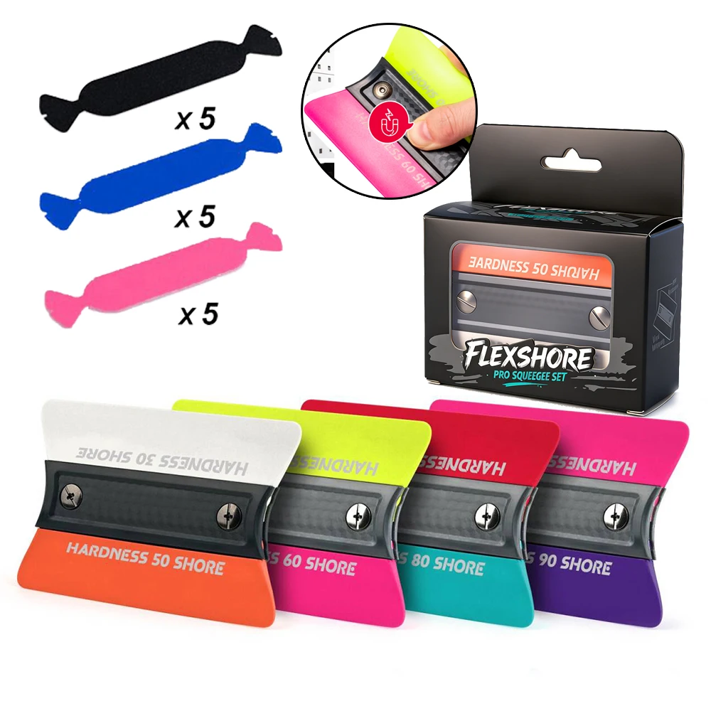 

EHDIS Двусторонний ракель для тонировки из ТПУ с предварительно нарезанными войлочными накладками, инструмент для оклейки автомобилей пленкой и винилом, скребок 7-мя уровней жесткости с магнитной ручкой