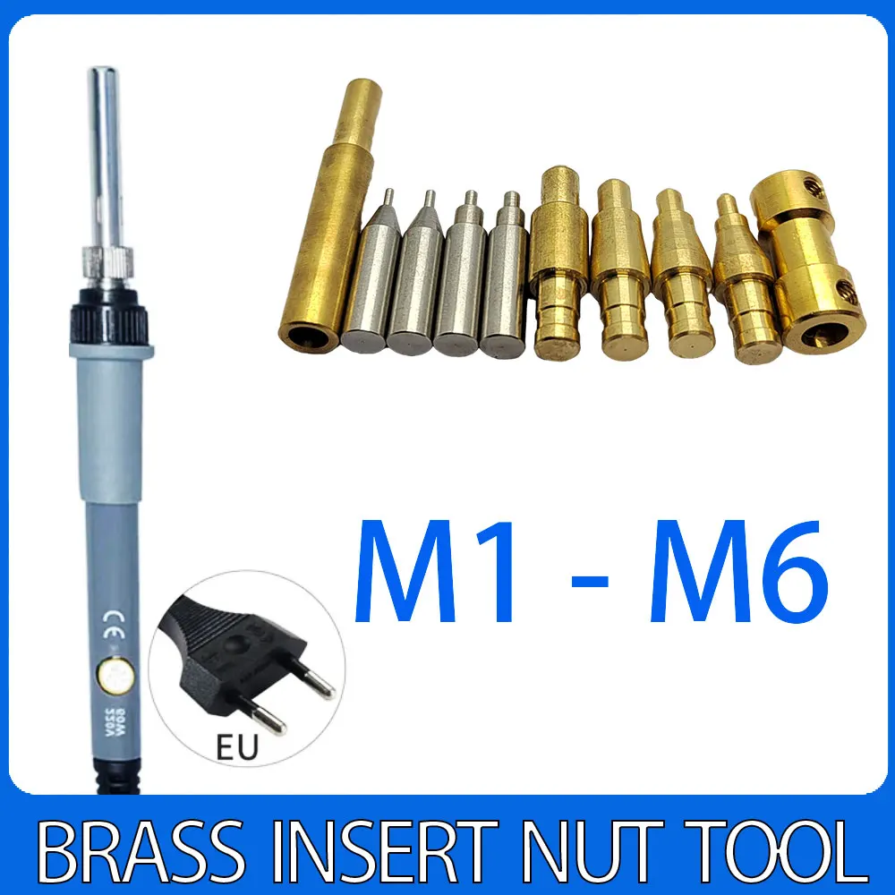 Inserção de rosca de calor Porca Ponta de ferro de solda Inserção de cobre Kit de ferramentas para peças de impressão 3D M1 M1.4 M1.6 M2 M3 M4 M5 M6 M8
