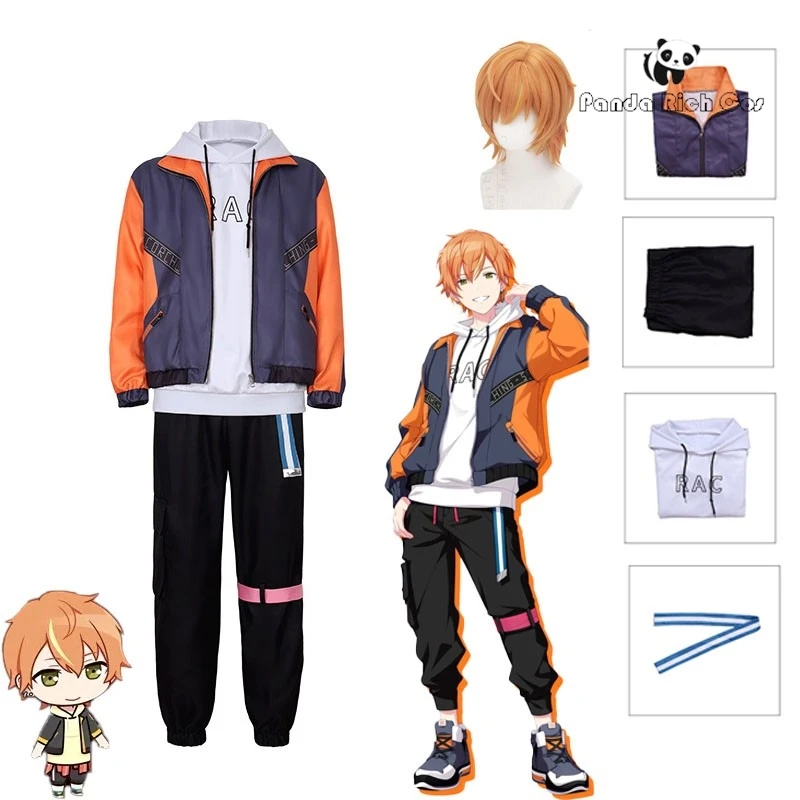 Shinonome Akito disfraz de Cosplay, proyecto de peluca, Sekai, colorido escenario, uniforme Pjsk VBS, fiesta de Halloween, traje de nuevo estilo para hombre