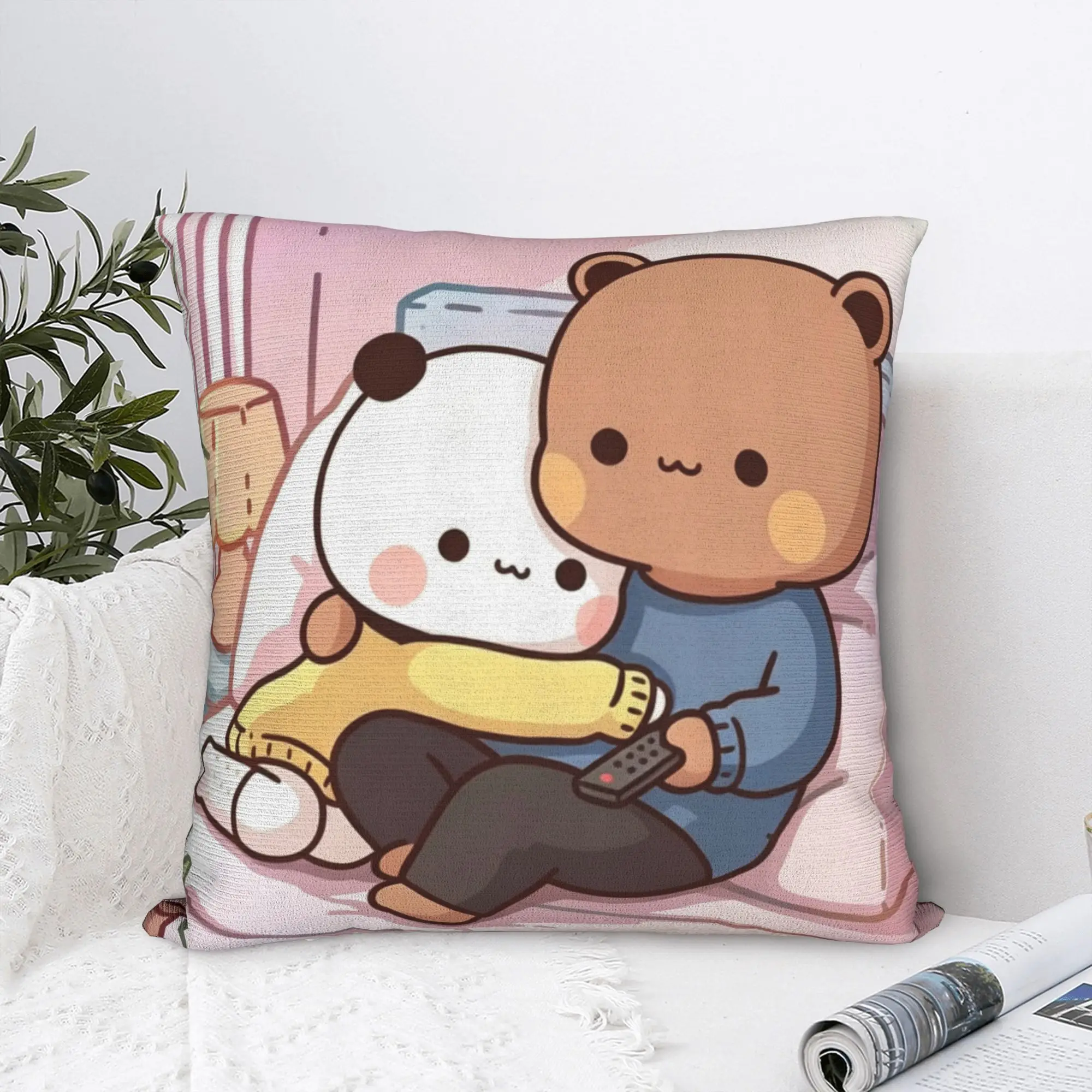Kawaii Panda Bubu Dudu Pillowcase Polyester Cushion Cover Decor  Throw Pillow Case Cover Home Square 45*45cm