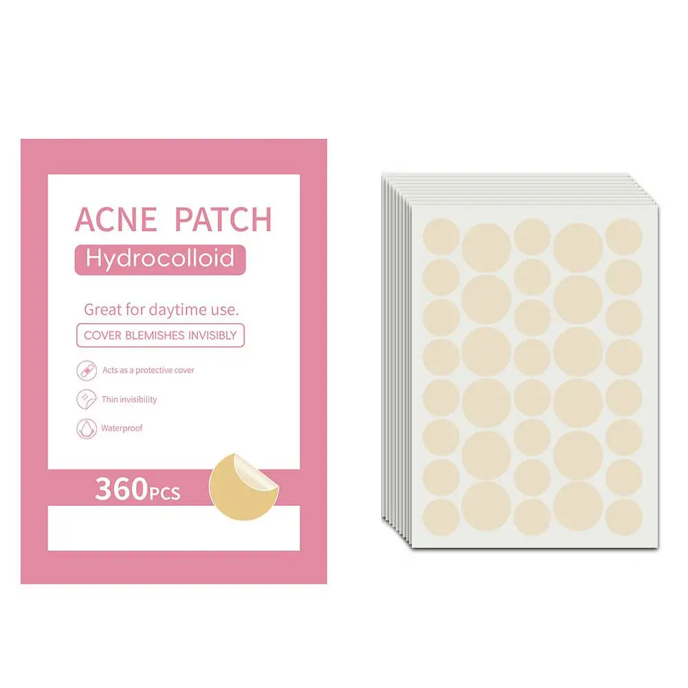 صندوق دائري من البولي ايثيلين لقع حب الشباب ثنائية اللون 360 قطعة كبيرة الحجم غير مرئية مزيج حب الشباب بقع الرؤوس السوداء والعيوب #1