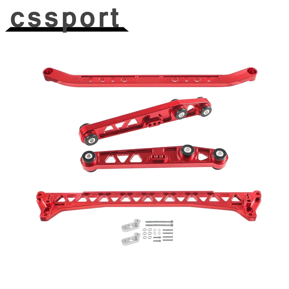 

Rear Lower Control Arm Subframe Brace Tie Bar Kit For 92-95 Honda Civic EG Red