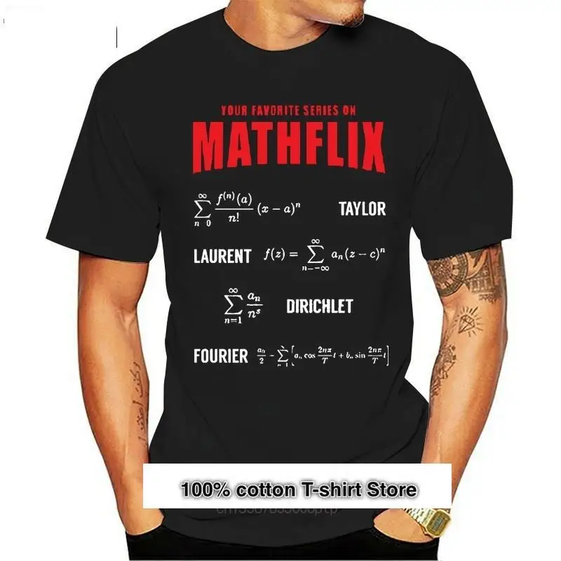

Camiseta 100% de algodón con cuello redondo para hombre y mujer, camisa con estampado personalizado, mathflix math, nueva
