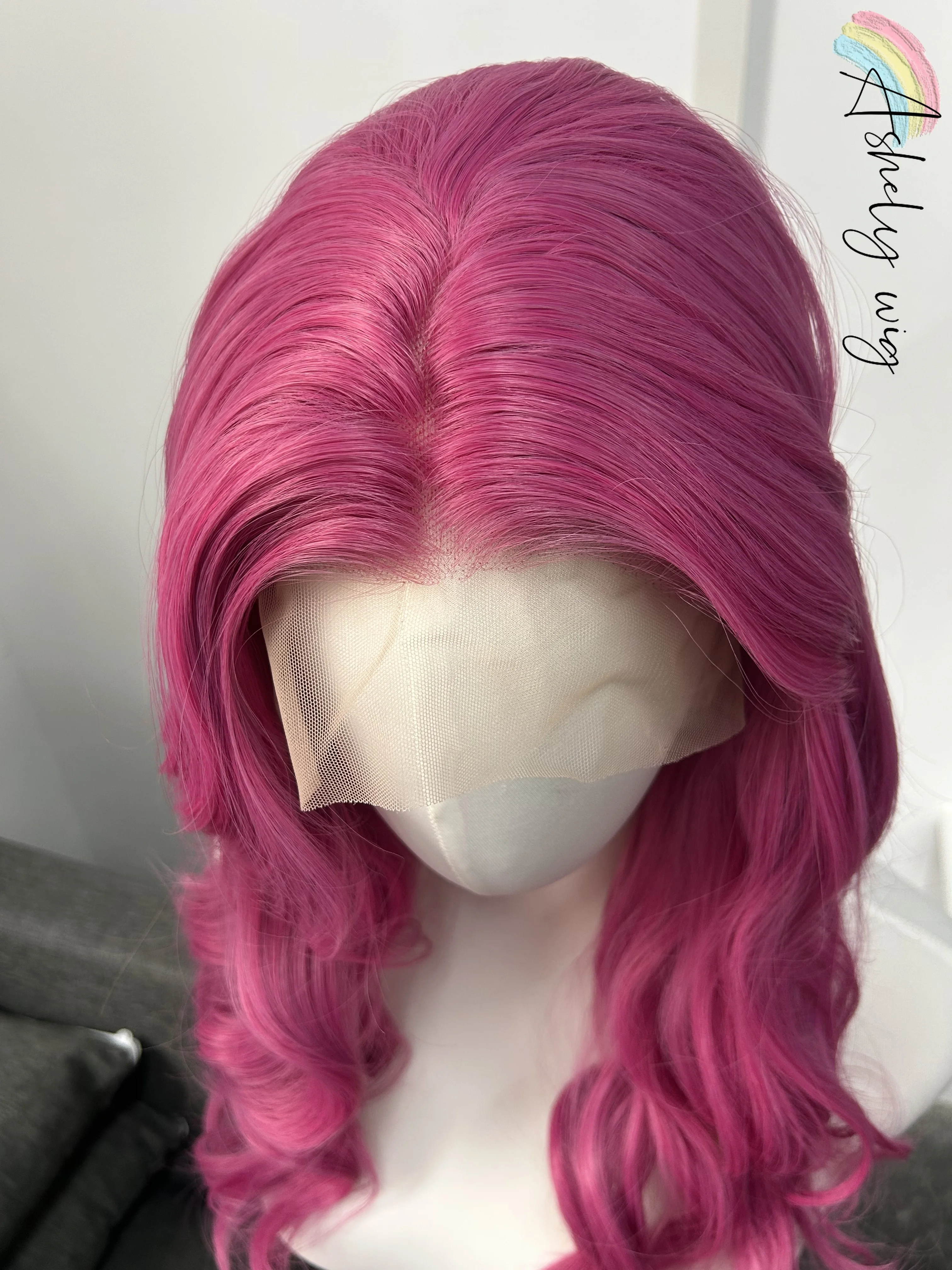 Hot Pink Wig for Women 26inch Curly 13x4 Lace Front Wig Natural Looking Dark Pink Free Part Synthetic Lace Wig for Cosplay Party