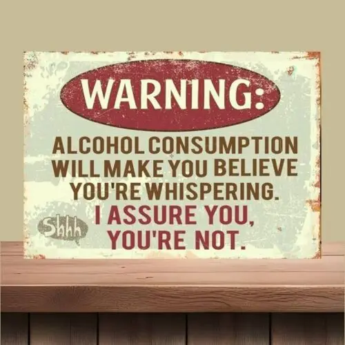 Alcohol Warning consumption funny metal wall sign man cave shed home bar tiki