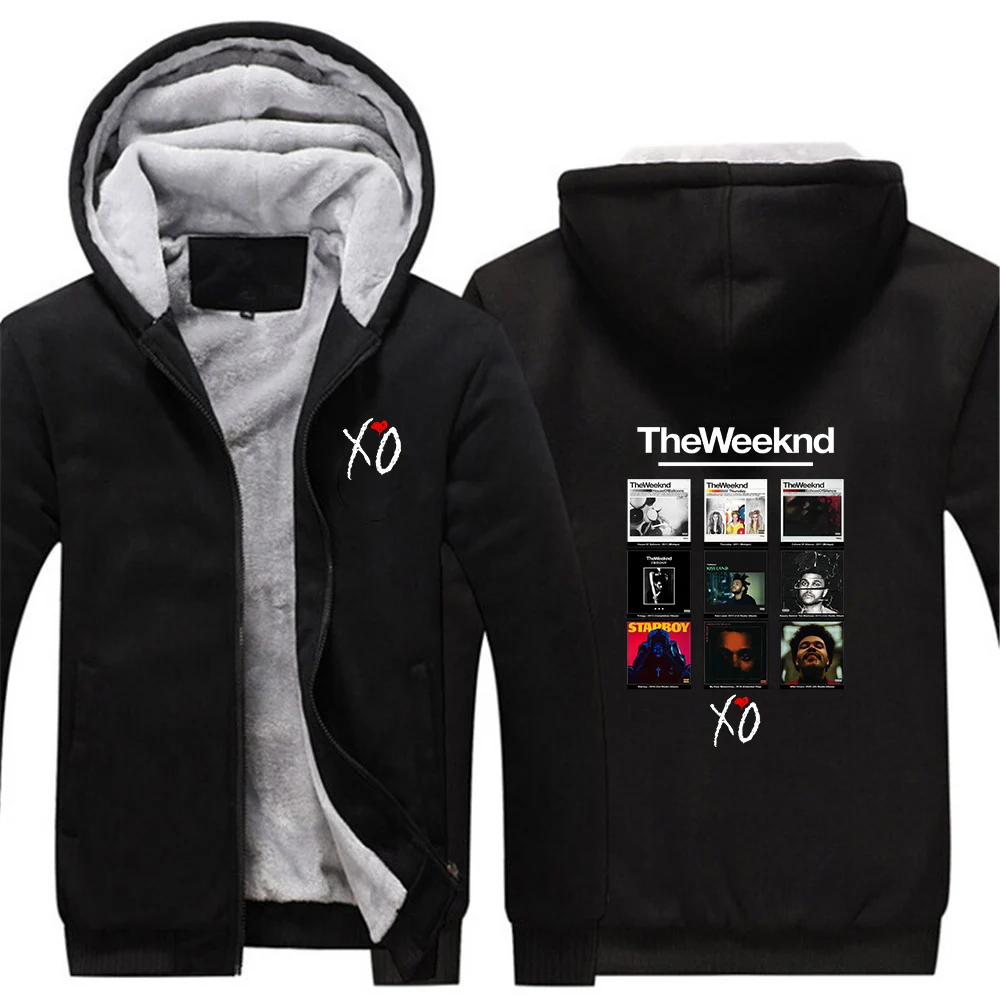2026 Autumn Winter The Weeknd Album Cover Graphic Men's New Thicken Sweatshirt Full Zipper Jacket Fleece Warm Comfortable Hoodie