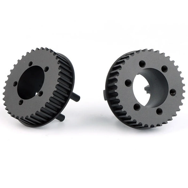OEM Custom CNC Machined Aluminum Alloy Timing Pulley Black Anodized Synchronous Belt Pulley for Automation Transmission
