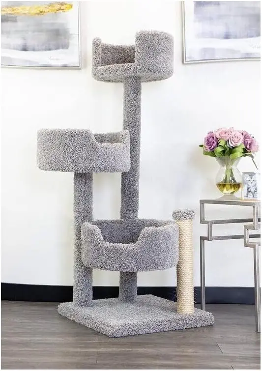 

Cat Tower with Beds - 30" x 29" x 54" - Scratching Post & Climbing Tree Gray