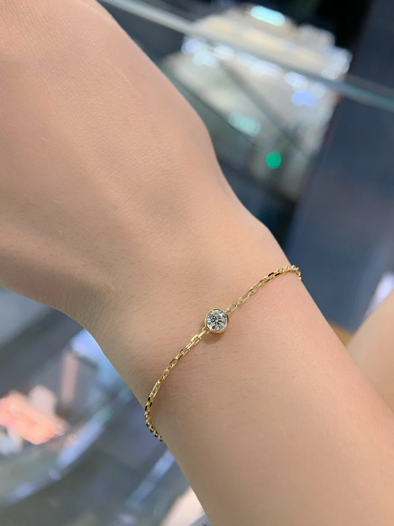 KUGG 100% 18K Yellow Gold Bracelet Fashion INS Style Real Natural Diamond Bracelet for Women Birthday Gift High Wedding Jewelry