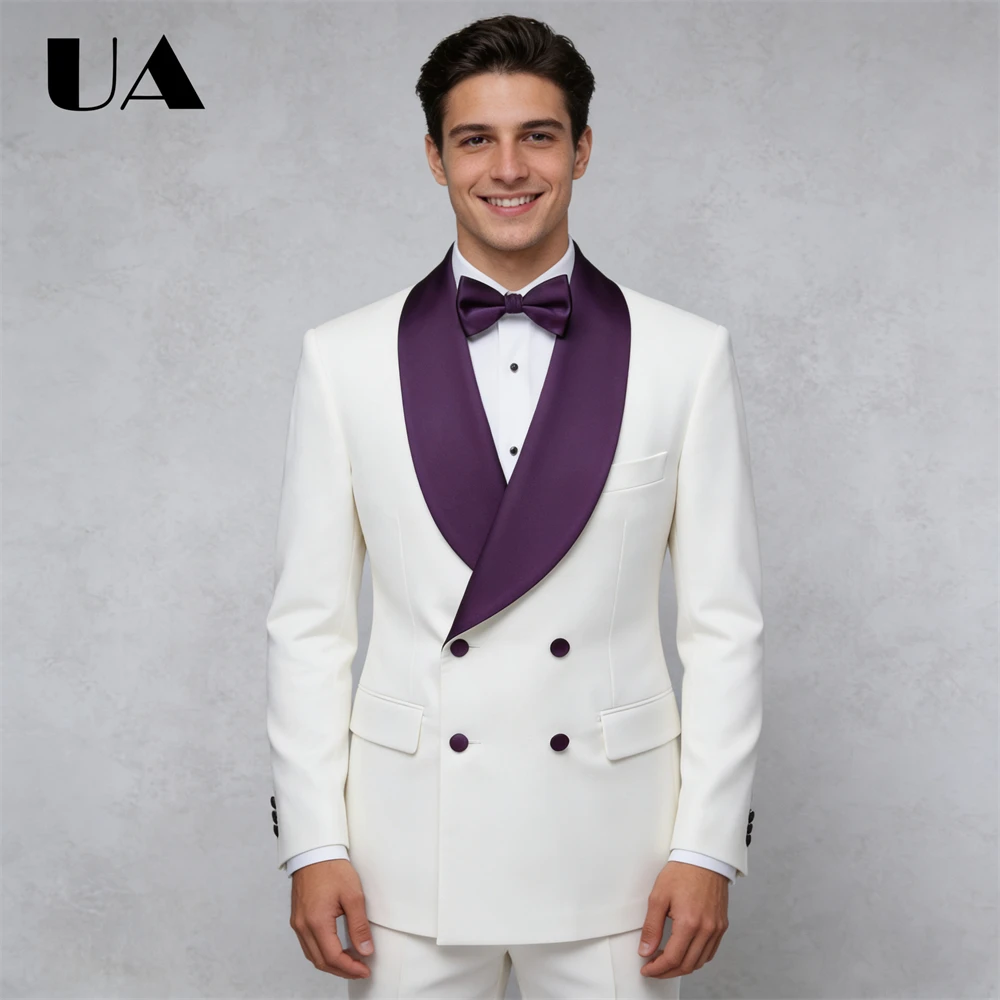 

Double Breasted Wedding Suit for Groom and Bestman, XXS-7XL Prom Suit Attire Customized Mens Formal Suits Blazer Trousers