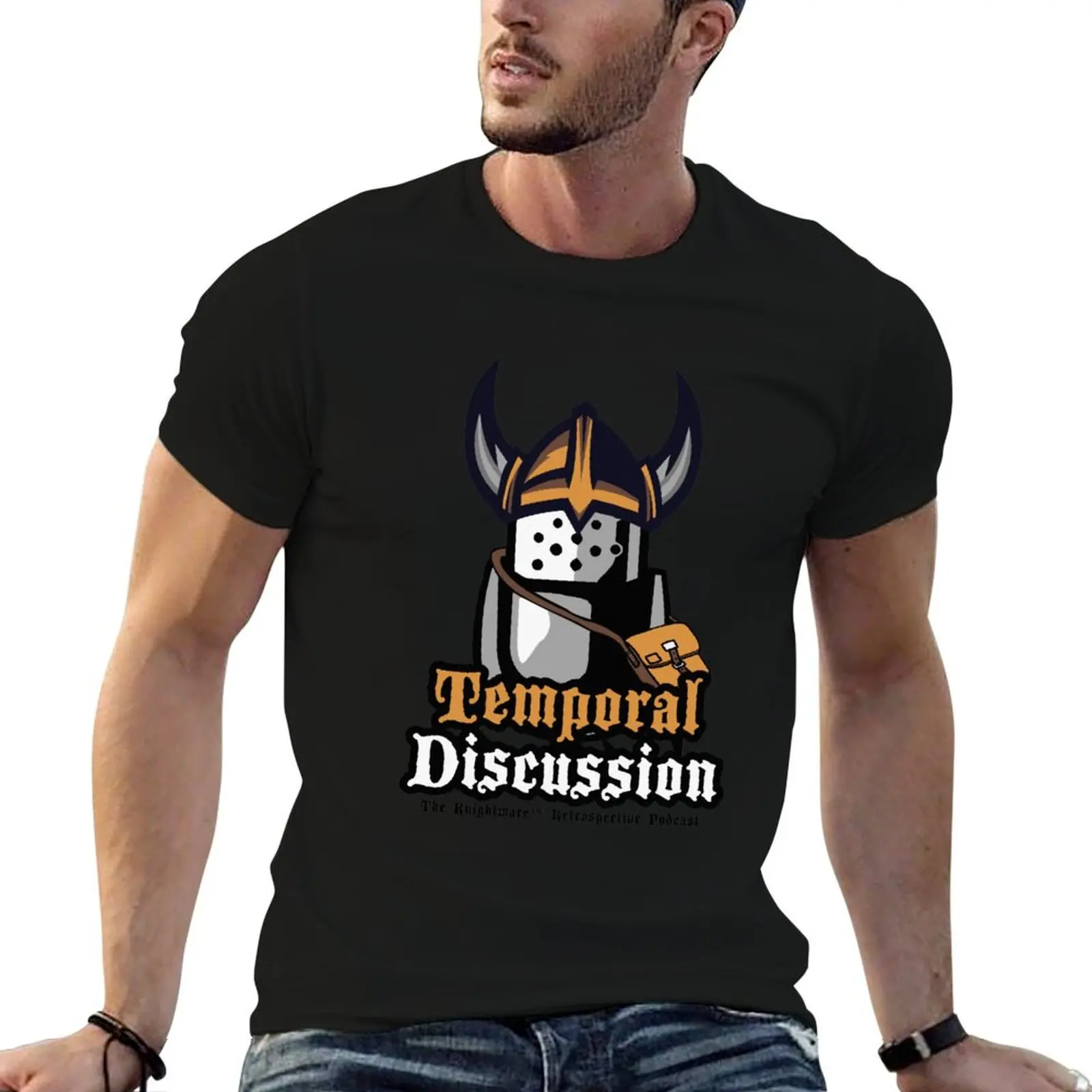 Temporal Discussion Logo (Knightmare) T-Shirt customizeds oversized blue archive mens cotton t shirts