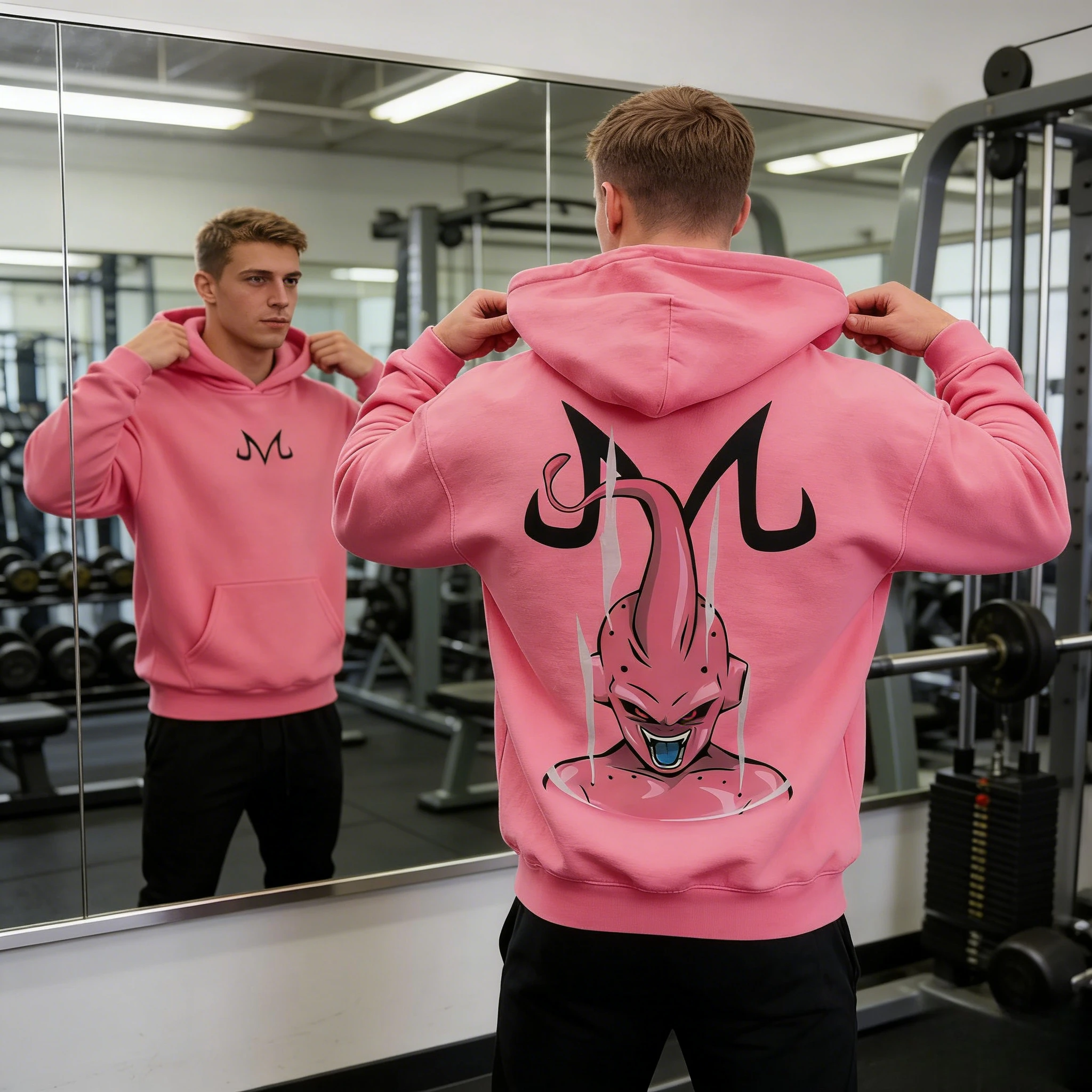 

2026 Dragon Ball Retro Anime Hoodie, Kid Buu Print Men's Pure Cotton Hoodie, Casual Loose Sports Daily Version Y2K Style