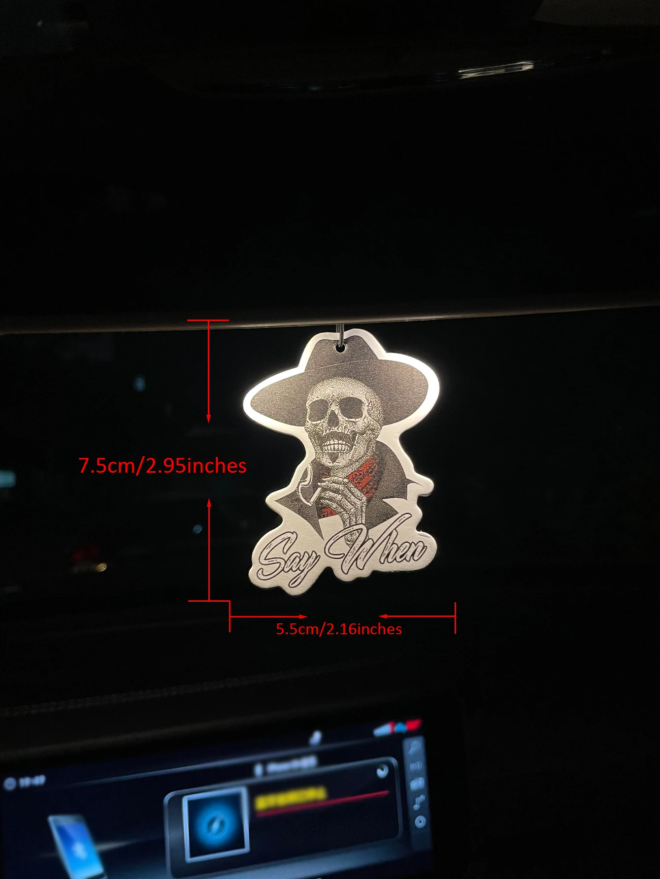 Western Cowboy Skull Say When Hanging Car Air Freshener, Retro Skeleton With Wide‑Brim Hat Scented Paper Card, Natural Plant Ext
