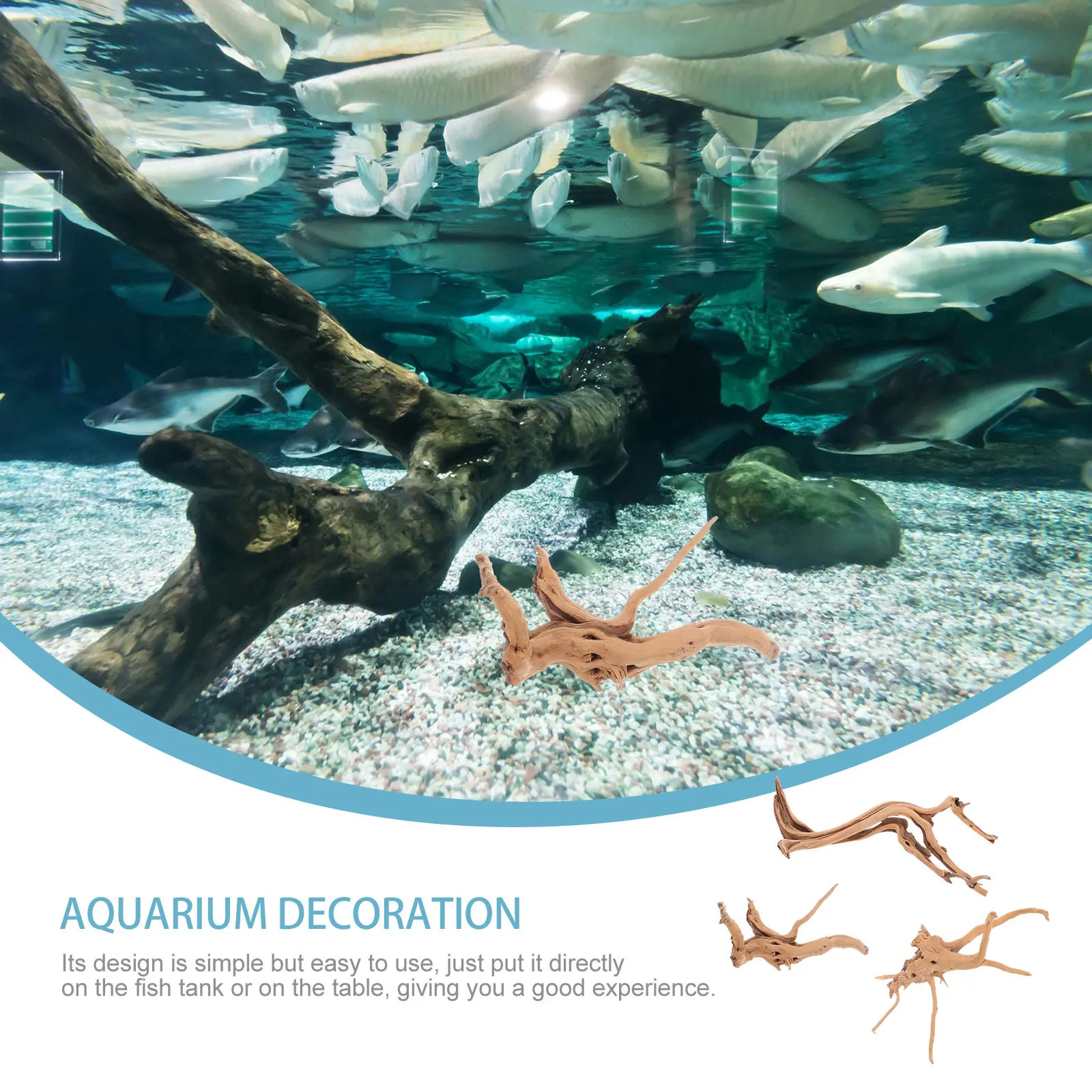 

3pcs Fish Tank Driftwood Natural Aquarium Decorations Realistic Shape Non-Fading Color Exquisite Ornament For Aquarium Pond