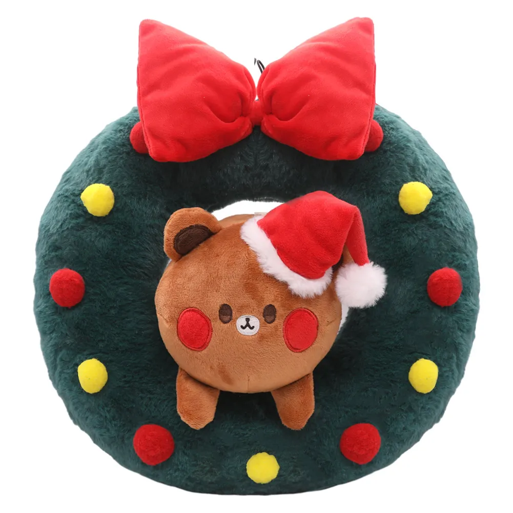 Natal Cosplay Plush Toys, Wreath Bear, Cartoon Soft Stuffed Dolls, Mascote Aniversário, Xmas Gifts for Kids, Adulto