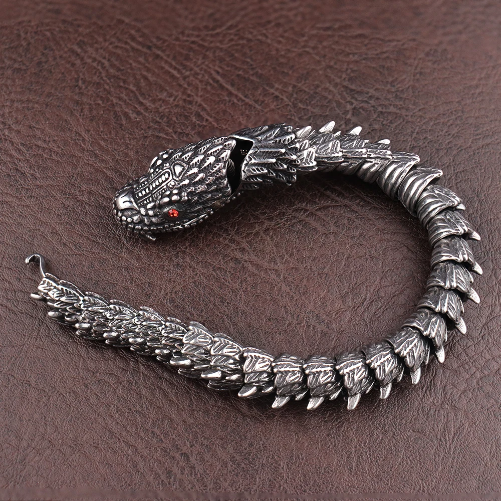 Edelstahl Punk Rock Schlange Armbänder für Männer Vintage Persönlichkeit Tier Armreifen Amulett Kreative Partei Schmuck Dropshipping