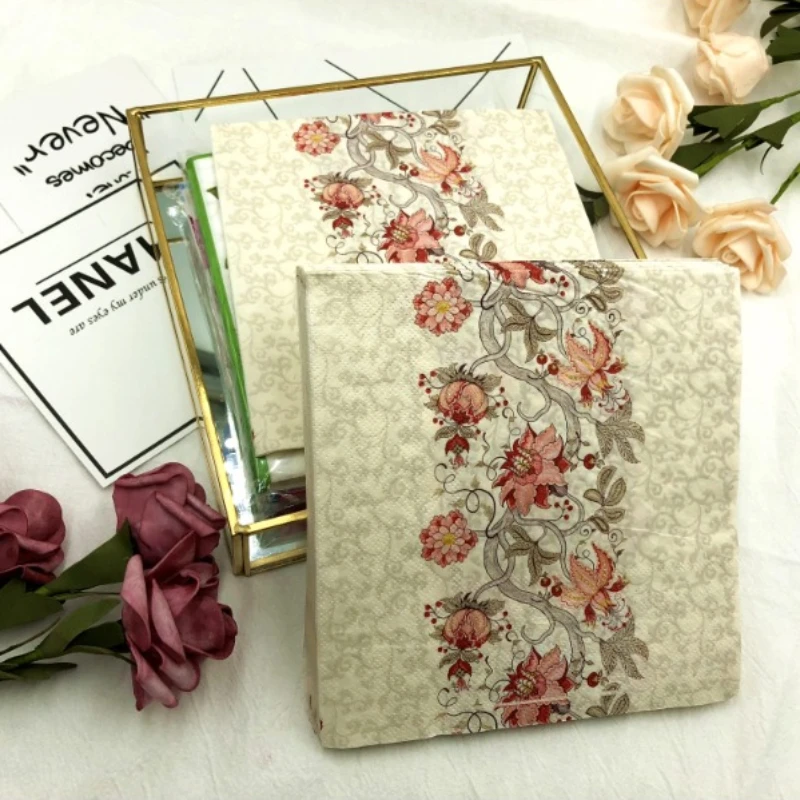 High-end New Colorful Printed Napkins Restaurant Cafe Square Virgin Paper Towels Folding Facial Tissue Mouth Cloth 20pcs/pac