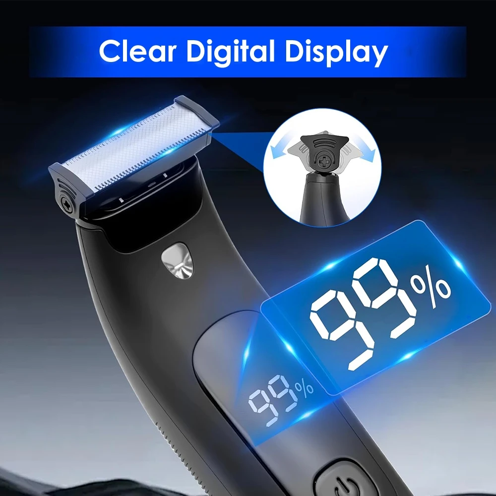 Tondeuse à poils du corps pour hommes, tondeuse électrique pour poils du pubis, rasoir rechargeable, tondeuse à barbe, tête de lame en céramique remplaçable, étanche