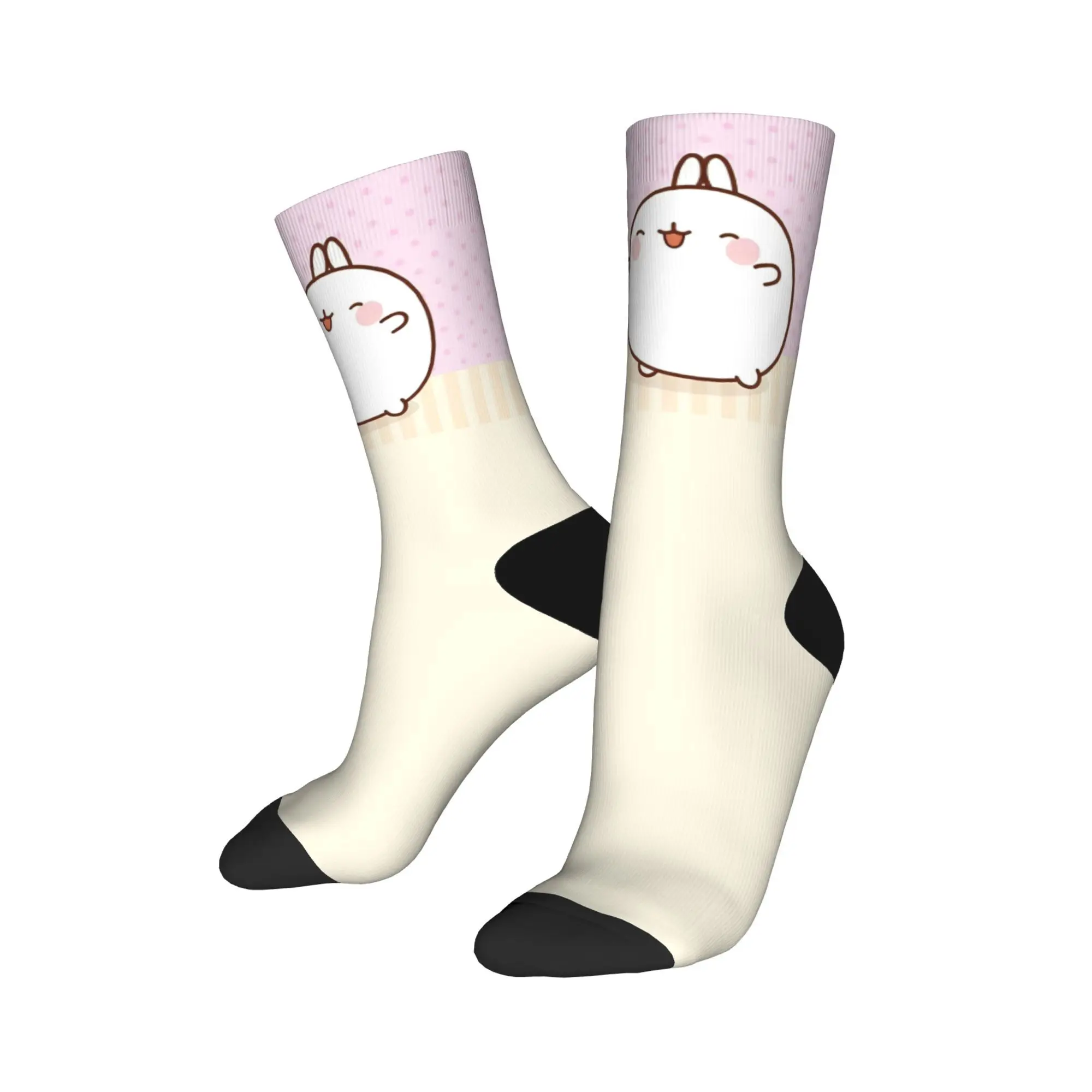 

Colorful Cute M-Molangs Cartoon Basketball Socks Polyester Crew Socks for Unisex Breathable,