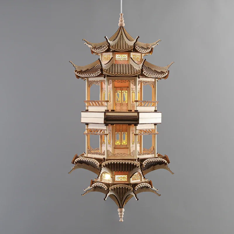 New Chinese-style solid wood ancient building octagonal pavilion decorative ornaments study living room porch hotel courtyard