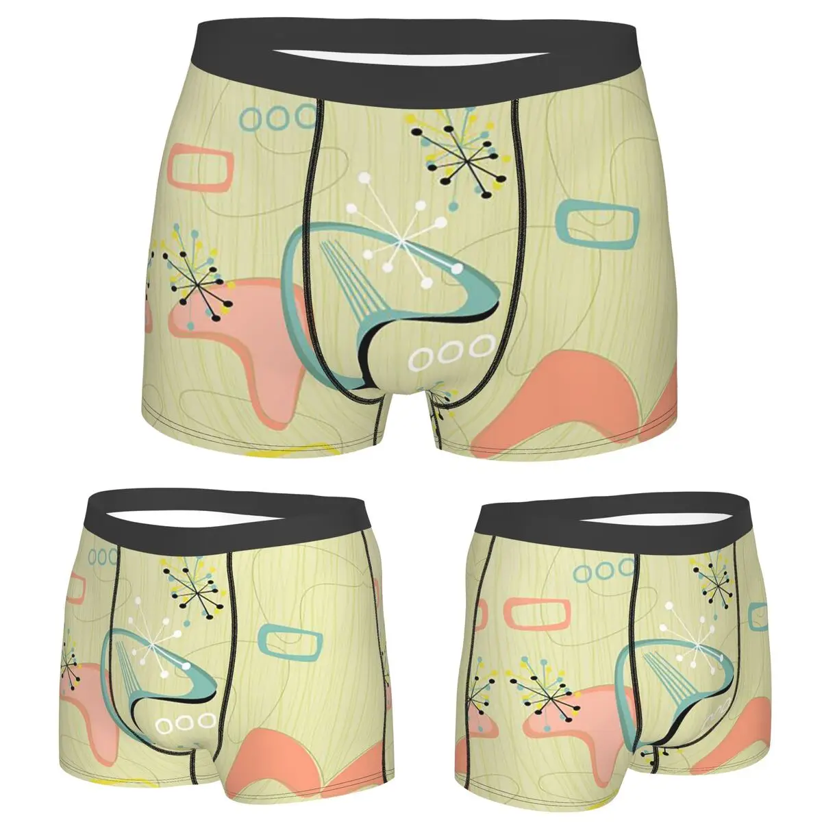 

Boxer Underpants Shorts Retro Eames-Era Atomic Inspired Geometry Pattern Panties Men's Breathable Underwear for Homme Man Gifts