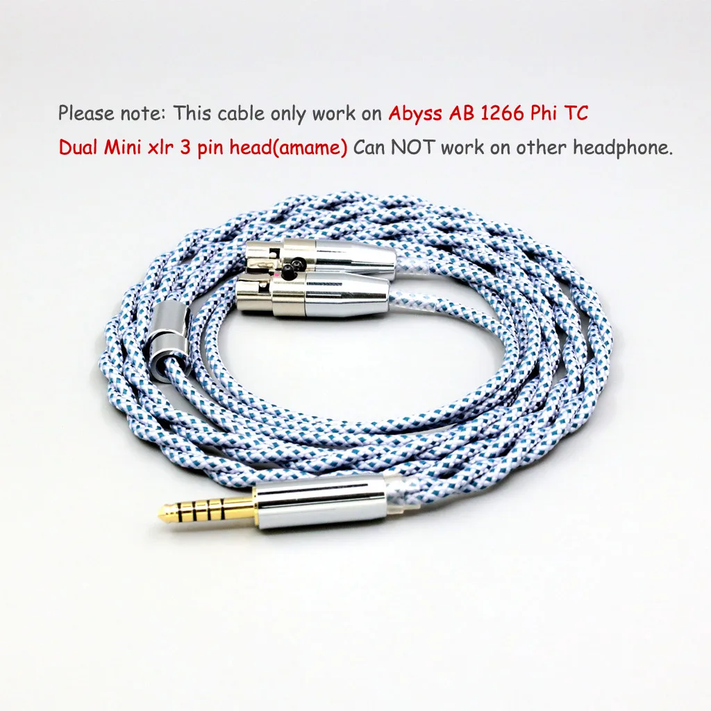 Cable de auriculares de mezcla de plata pura con blindaje OCC de grafeno para Abyss AB 1266 Phi TC head (amame) Dual Mini xlr 3 pines 8654