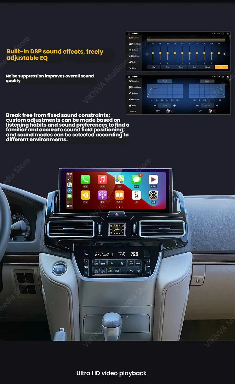 

Для Toyota Land Cruiser 200 LC200 LC300 2007-2021: Мультимедийный видеоплеер CarPlay, 12.3'' автомобильная Android-магнитола с навигацией и стереосистемой