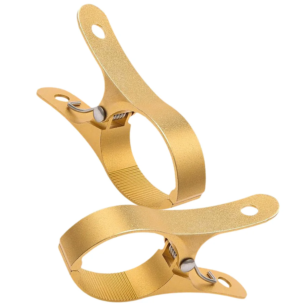 

2 Pcs Towel Clips Clothespin Clothing Clamps Quilt Metal Windproof Golden Travel