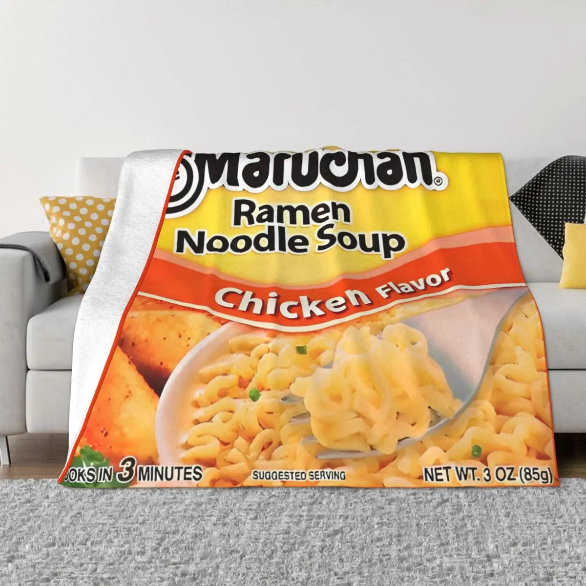 Ramen Noodle Soup Chicken Flavor Knitted Blankets Flannel Super Warm Throw Blanket for Car Sofa Couch Bedspread