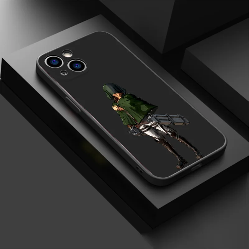 Soft Phone Cases For iphone 16 15 14 13 12 11 Pro XS Max Mini XR 7 8 Plus 16ProMax Attack on Titan Eren-Yeager Black Matte Cover