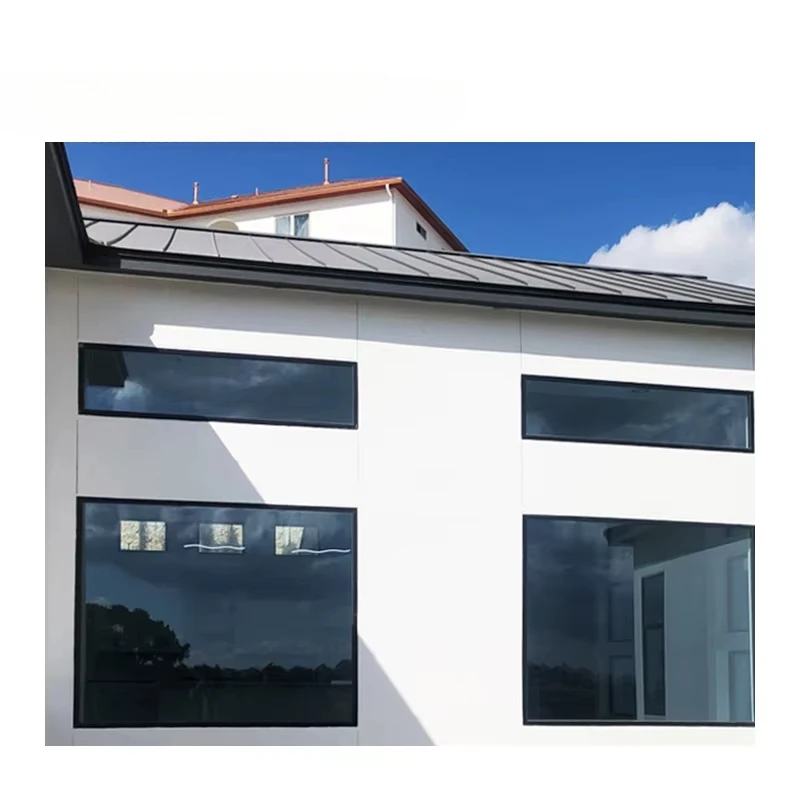 Hurricane Impact Proof Skylight Exterior Thin Frame Black Large Aluminum Fixed Decoration Pictures Windows