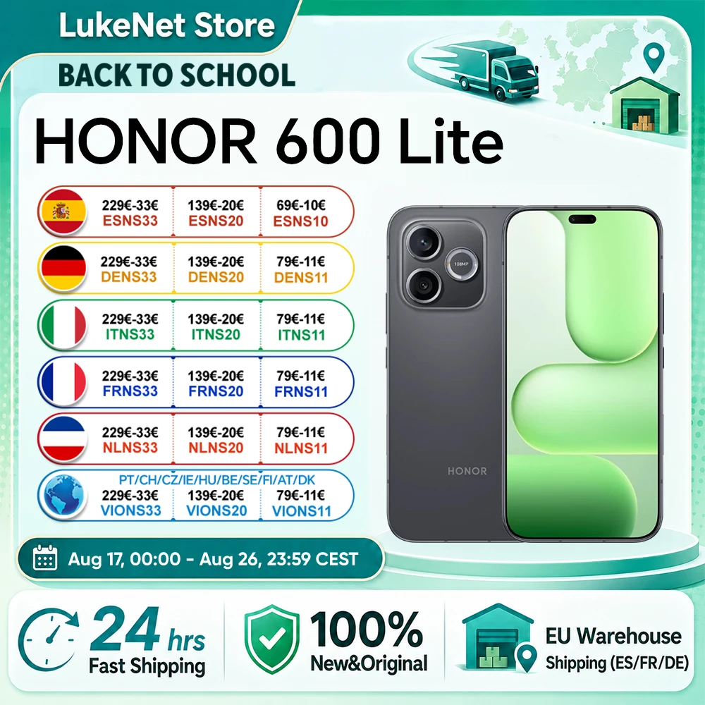 HONOR 600 Lite 5G Smartphone EU-Version MediaTek Dimensity 7100 Elite 6,6 Zoll 120Hz AMOLED-Display 6520mAh 45W SuperCharge 108MP