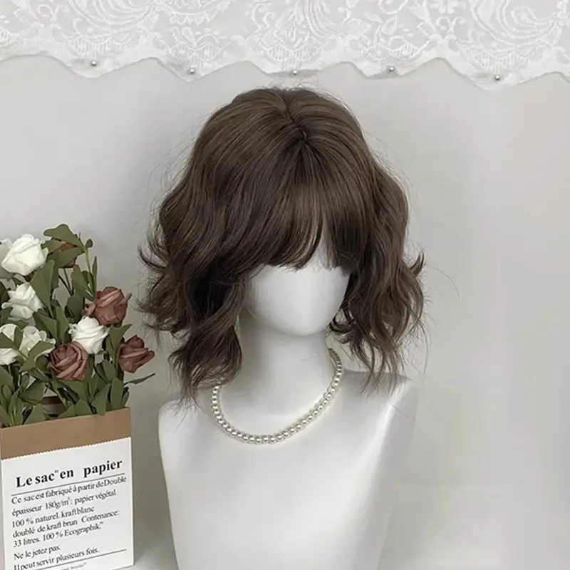 شعر مستعار فتاة لوليتا شعر مجعد قصير جديد الصوف لفة الشعر القصير محاكاة الشعر Jk غطاء شعر مستعار كامل