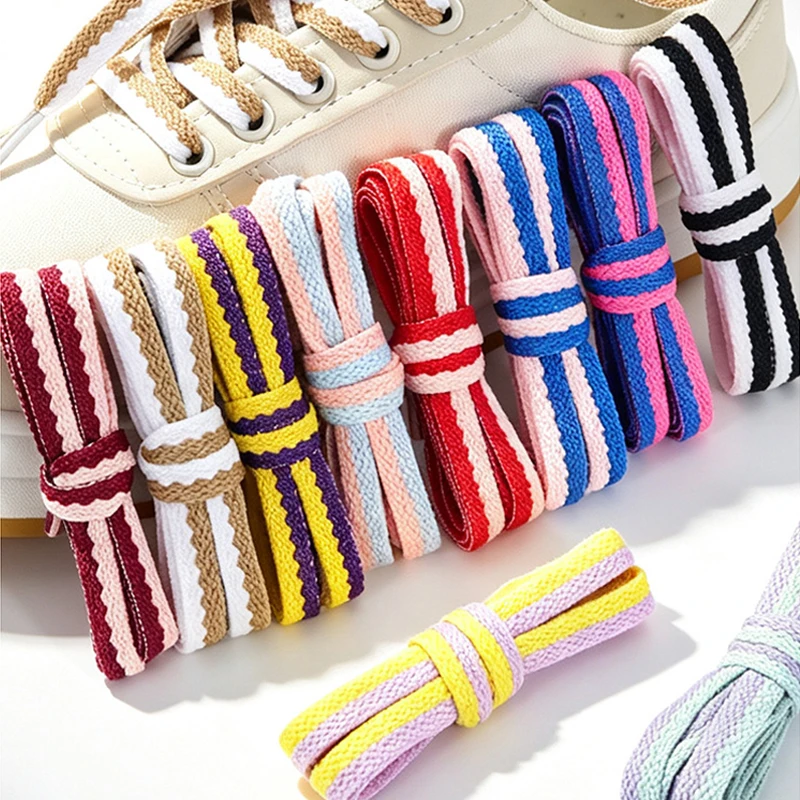 1Pair Two-Tone Flat Shoelaces Fashion High-Quality Shoelace Suitable for a Variety of Shoes Length 100/120/140/160cm