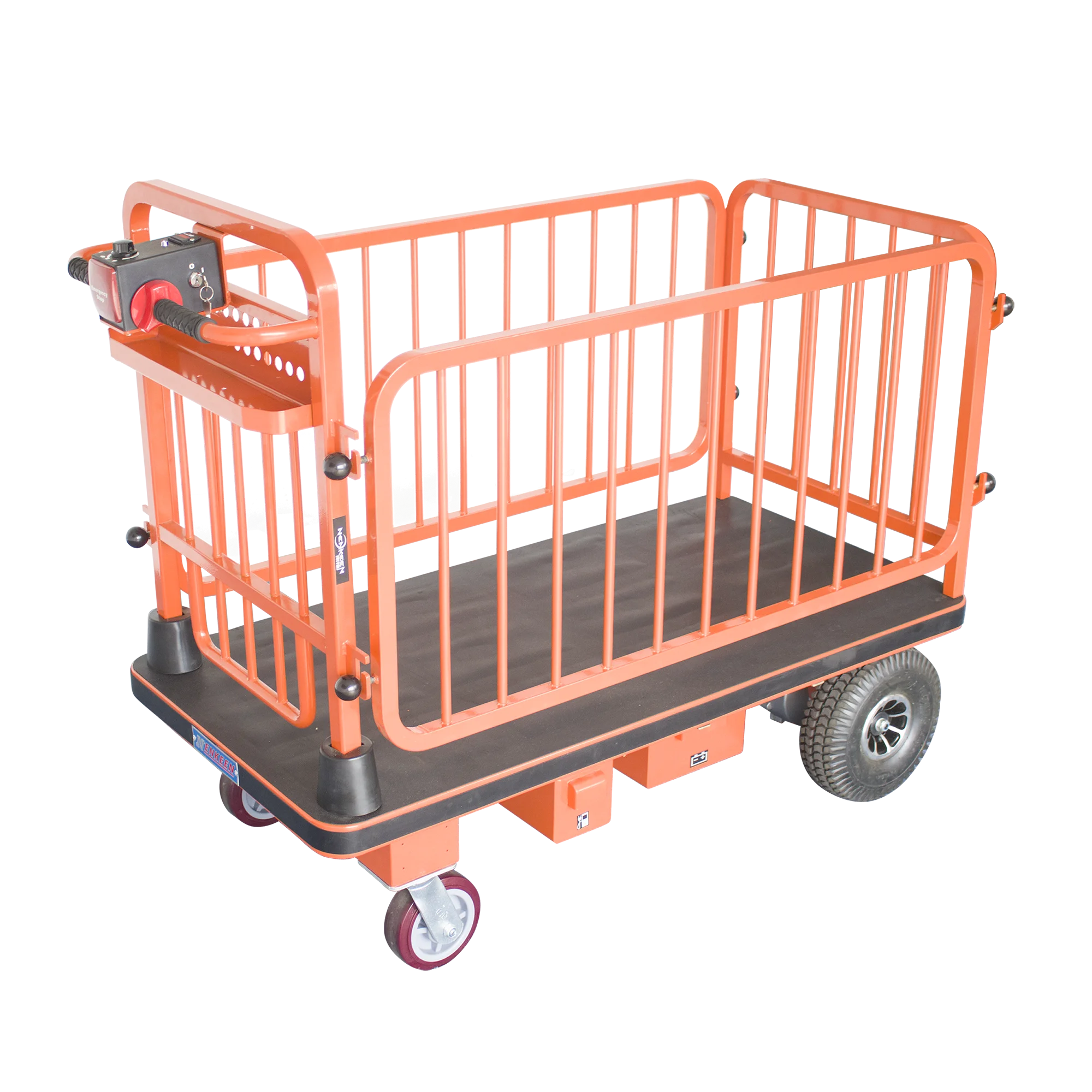 

NK 107 Heavy Duty Tool Electric Trolley Outdoor Electric Cart with Guardrail Stainless Steel Hospital Logistics Trolley