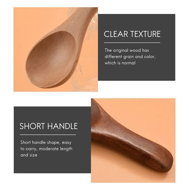 DT19-60 Pieces Small Wooden Spoons Mini Condiments Salt Honey Teaspoon Coffee Tea Jam Mustard Ice Cream Wood Spoons