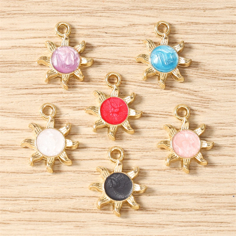 10 Stück 12x15mm Niedliche Bunte Emaille-Sonnenanhänger für Schmuckherstellung, Ohrringe, Anhänger, Halsketten, Armbänder, DIY-Bastelzubehör – Detail 4