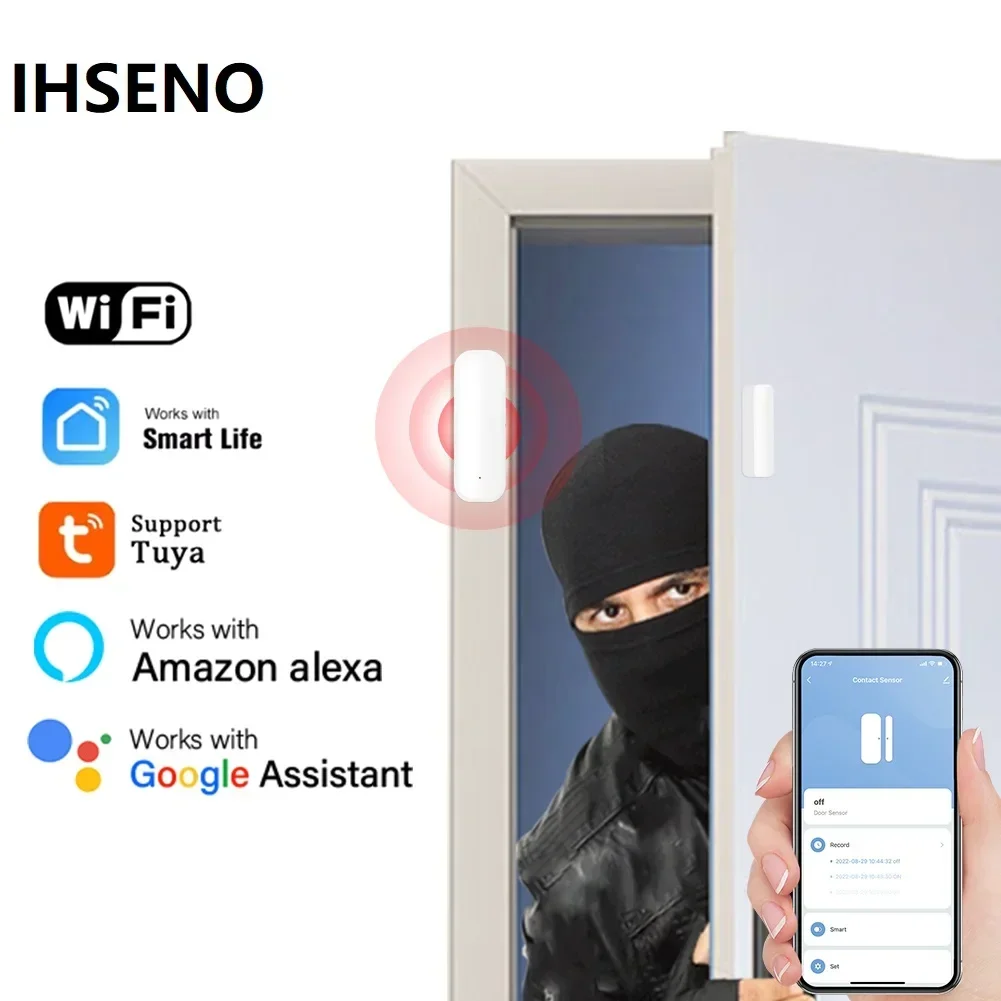 Imagem -02 - Tuya Sensor de Porta Wifi Sensor de Janela Casa Inteligente Detector de Porta sem Fio Smart Life App Controle Remoto para Alexa Google