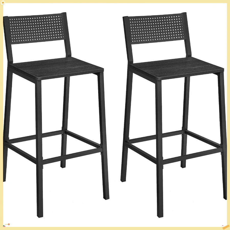 Set di 2 sgabelli da bar, sedie da bar per cucina, sala da pranzo, industriale, grigio antracite e nero