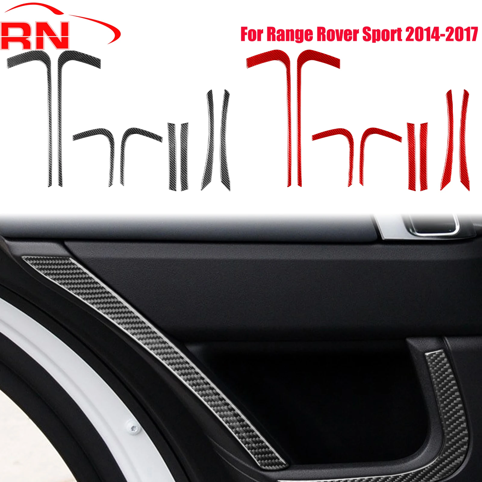 

Для Range Rover Sport 2014-2017 модифицированная внутренняя дверная панель из углеродного волокна, аксессуары для интерьера, декоративная наклейка
