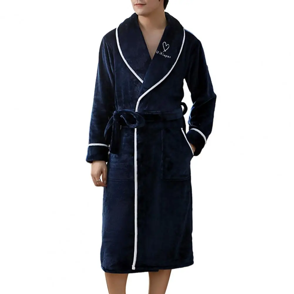 

Unisex Sleepwear Winter Bathrobe with Pocket Design Couple Pajamas for Home